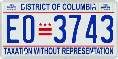 DC license plate EO3743