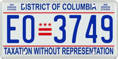 DC license plate EO3749