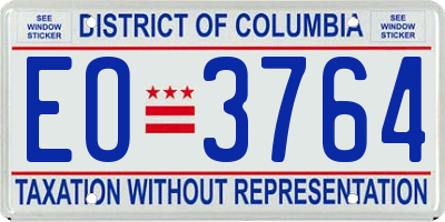 DC license plate EO3764