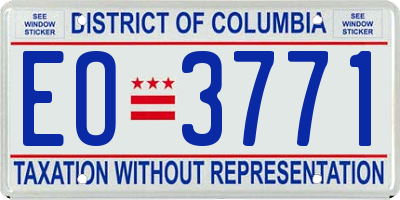 DC license plate EO3771