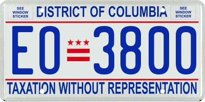 DC license plate EO3800