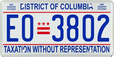 DC license plate EO3802