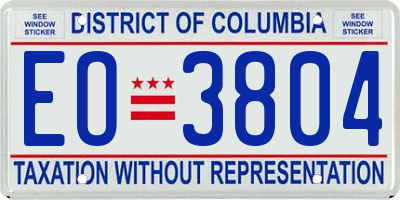 DC license plate EO3804