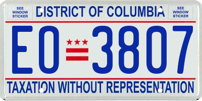 DC license plate EO3807