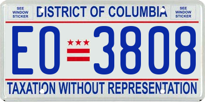 DC license plate EO3808