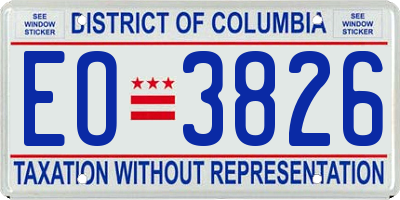 DC license plate EO3826