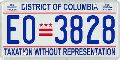 DC license plate EO3828