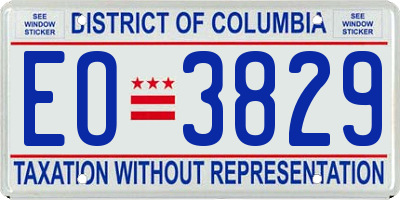 DC license plate EO3829