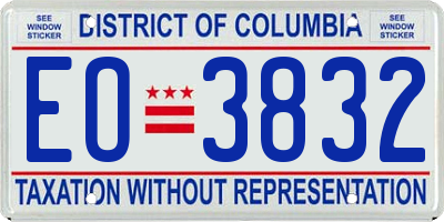DC license plate EO3832
