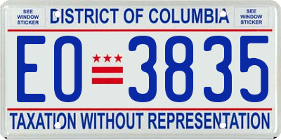 DC license plate EO3835