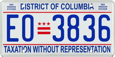 DC license plate EO3836