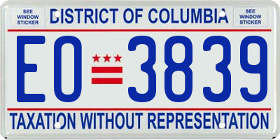 DC license plate EO3839