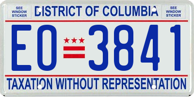 DC license plate EO3841