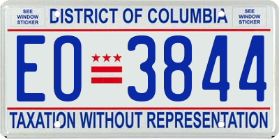 DC license plate EO3844