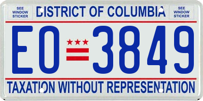 DC license plate EO3849