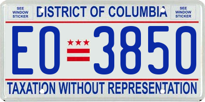 DC license plate EO3850