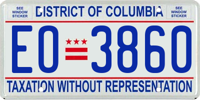 DC license plate EO3860