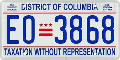 DC license plate EO3868