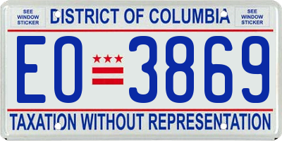 DC license plate EO3869