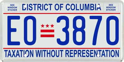 DC license plate EO3870