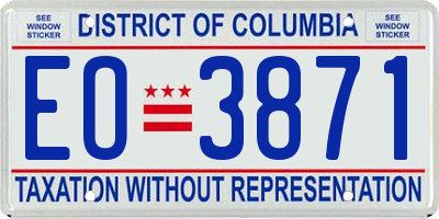 DC license plate EO3871