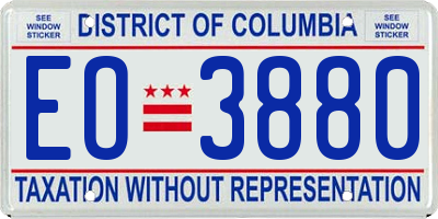 DC license plate EO3880