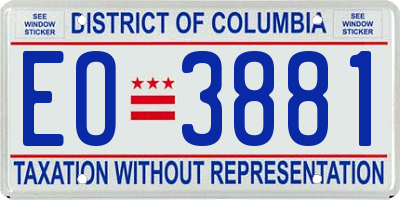 DC license plate EO3881