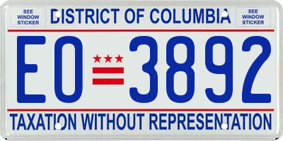 DC license plate EO3892