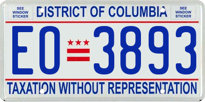 DC license plate EO3893