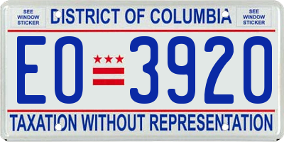 DC license plate EO3920