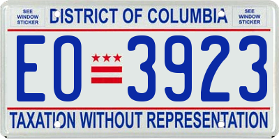 DC license plate EO3923