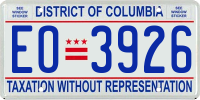 DC license plate EO3926