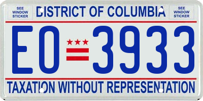 DC license plate EO3933