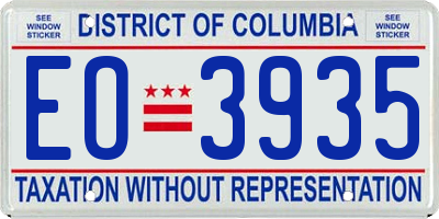 DC license plate EO3935