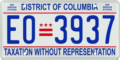 DC license plate EO3937