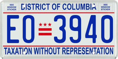 DC license plate EO3940