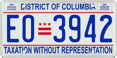 DC license plate EO3942