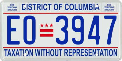 DC license plate EO3947