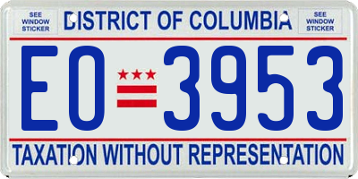 DC license plate EO3953