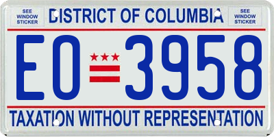 DC license plate EO3958