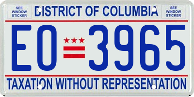 DC license plate EO3965