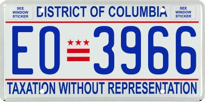 DC license plate EO3966