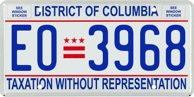 DC license plate EO3968