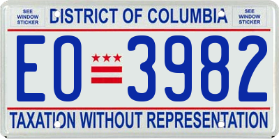 DC license plate EO3982