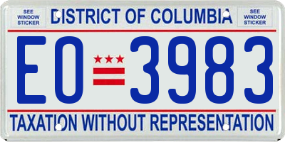 DC license plate EO3983