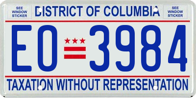 DC license plate EO3984