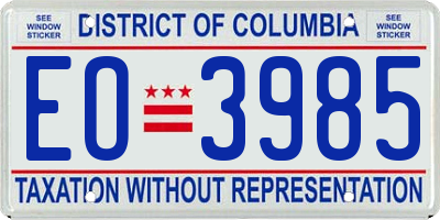 DC license plate EO3985