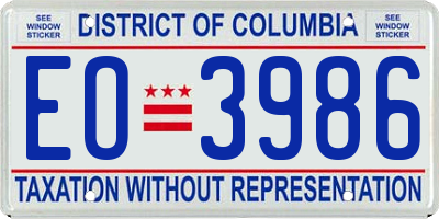 DC license plate EO3986