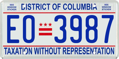 DC license plate EO3987