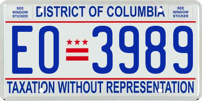 DC license plate EO3989